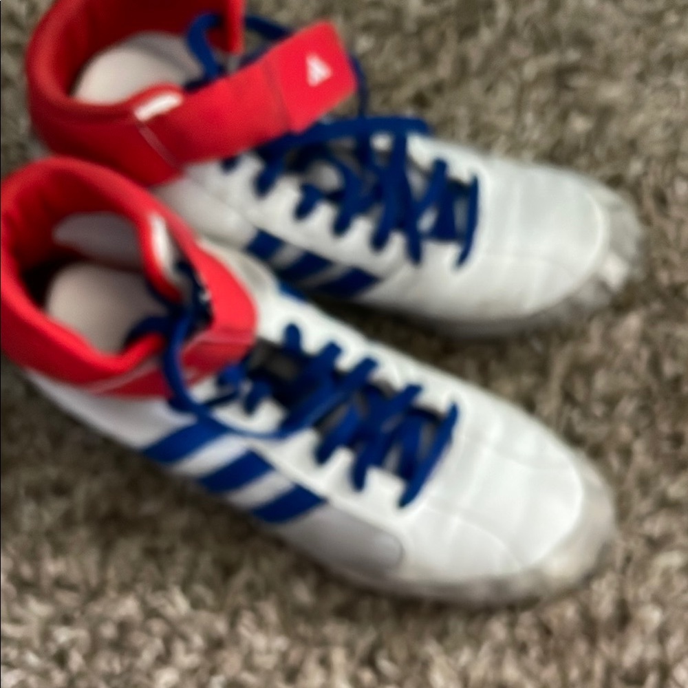 Adidas White and Red High-Top Sneakers